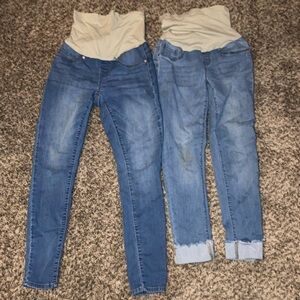 Bundle of 2 Haute Mama Maternity Stylish Blue Jeans